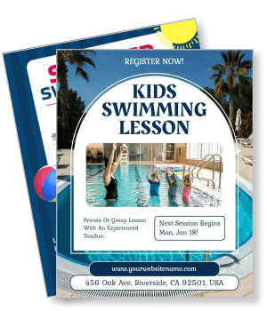kids swimming lesson registration flyer children pool class information template