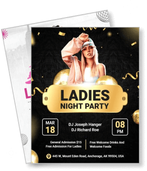 ladies night party event with date time and location details template