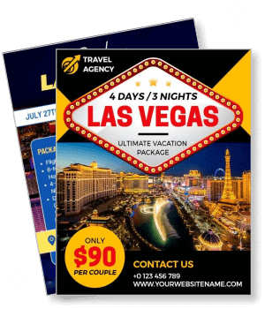 las vegas vacation package advertisement travel agency offer template