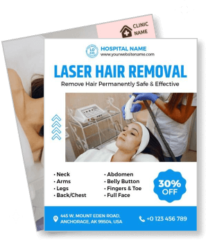 laser hair removal clinic promotion with patient undergoing treatment template