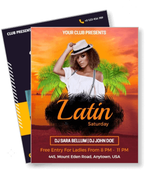 latin saturday night event with dj and free entry details template