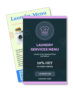 laundry services menu flyer discount offer design template