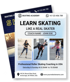 learn skating coaching advertisement roller skating academy usa template