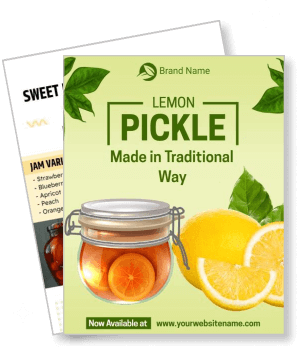 lemon pickle traditional recipe advertisement with lemons and jar template