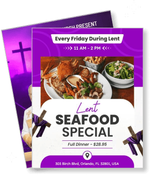 lent seafood special orlando restaurant menu promotion template