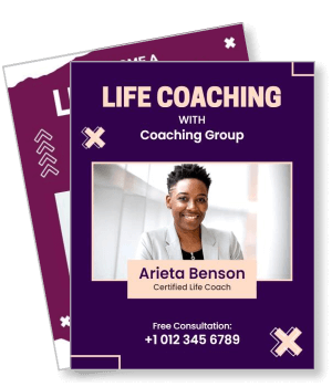 life coaching poster with coaching group consultation offer template