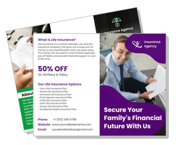 life insurance agency flyer design discount offer financial security template