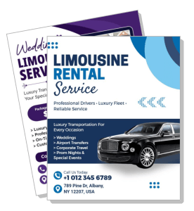 limousine rental service flyer professional luxury transportation template