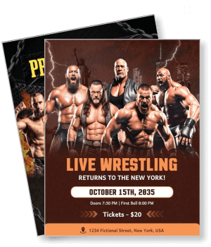 live wrestling event poster new york october 2035 template