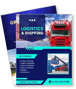logistics shipping services design with truck and crane image template