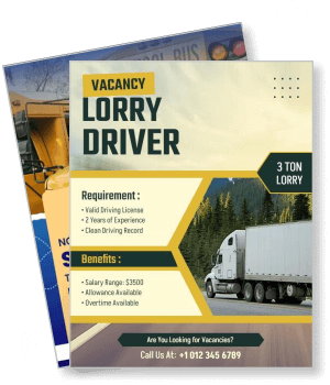 lorry driver job vacancy requirement benefits advertisement template