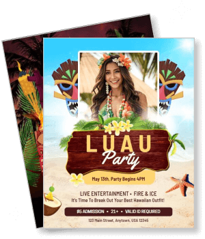 luau party flyer hawaiian themed event entertainment invite template