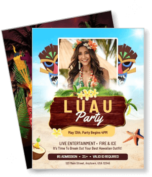 luau party hawaiian themed event entertainment invite template