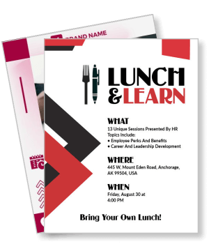 lunch and learn event black red design details template