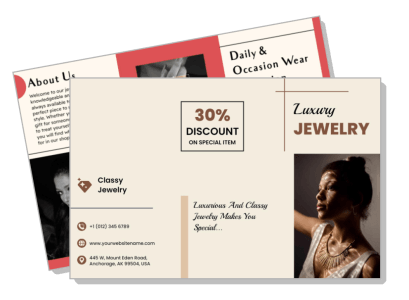 luxury jewelry discount promotional postcard template