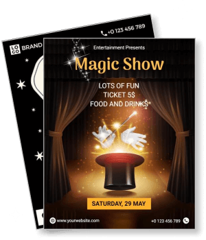 magic show event poster with magic hat and wand entertainment event advertisement template