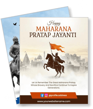 maharana pratap jayanti celebration with horse rider and historical background template