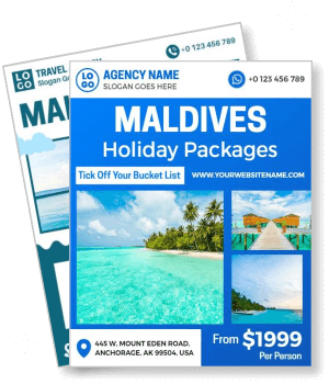 maldives holiday packages promotional beach resort travel agency deal template