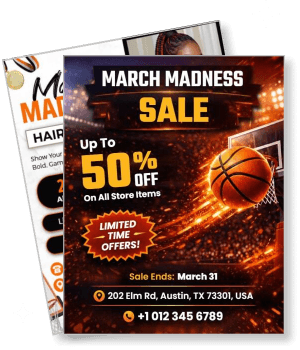 march madness sale basketball theme discount offer template