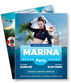 marina nautical themed party with dj lineup and venue details template