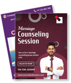 marriage counseling session promotion design with date and registration details template