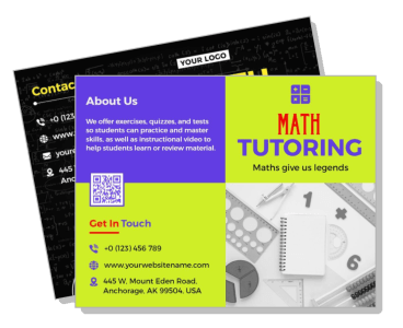 math tutoring service flyer with contact info and address template