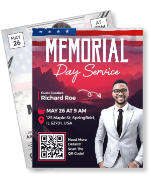memorial day service event with guest speaker richard roe template