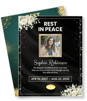 memorial service floral border rest in peace template