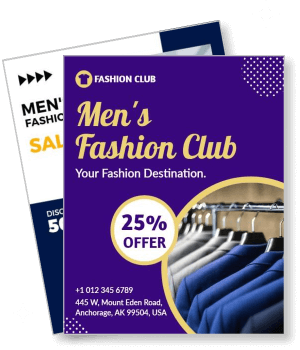 mens fashion club promotional 25 percent offer template