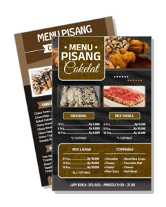 menu pisang cokelat banana chocolate dessert items and prices template