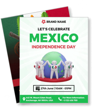 mexico independence day celebration event globe figures date location details template
