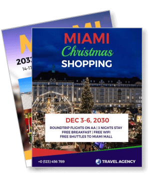 miami christmas shopping travel agency with dates and details template