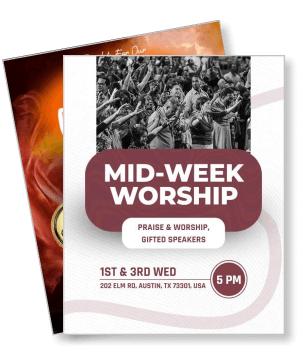 mid week worship event flyer praise and worship gifted speakers austin texas template