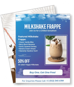 milkshake frappe promo buy one get one offer template