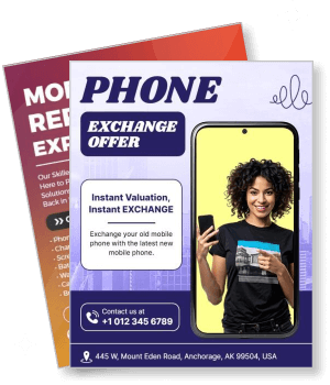 mobile phone exchange offer with instant valuation services contact details template