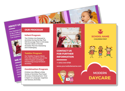 modern daycare brochure threefold design with program details template
