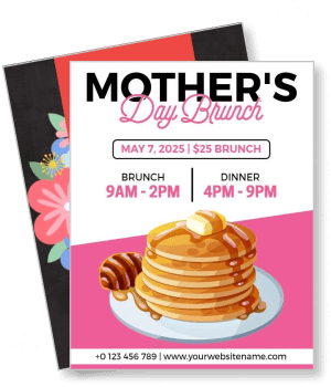 mothers day brunch 2025 event with pancakes pink theme template