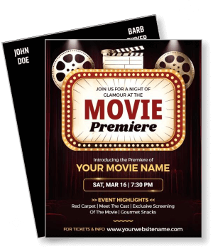 movie premiere invitation glamour night red carpet event template