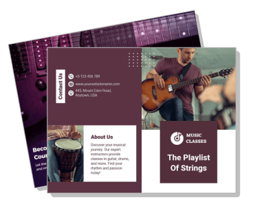 music classes brochure acoustic guitar entertainment course offer template