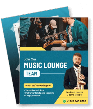 music lounge recruitment flyer for versatile instrumentalists and vocalists template