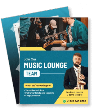 music lounge recruitment for versatile instrumentalists and vocalists template