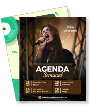 musician agenda semanal poster with performance dates template