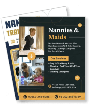 nannies maids services advertisement cleaning caregiving anchorage contact details template
