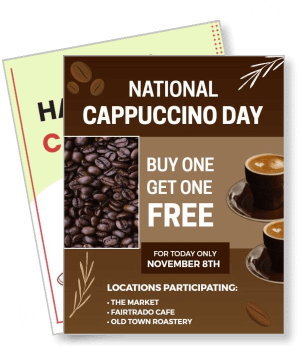 national cappuccino day promotion buy one get one free coffee event template