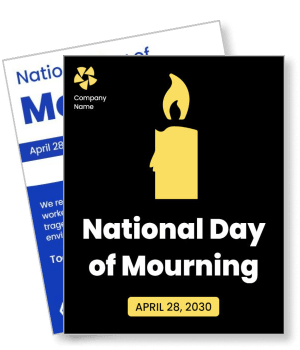 national day of mourning april 28 2030 commemoration with candle design template