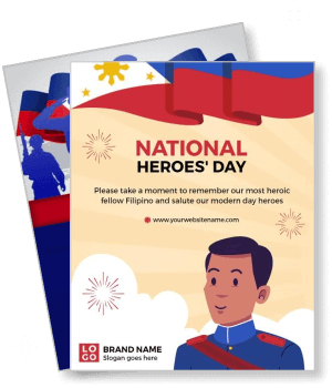 national heroes day filipino celebration with cartoon hero character template