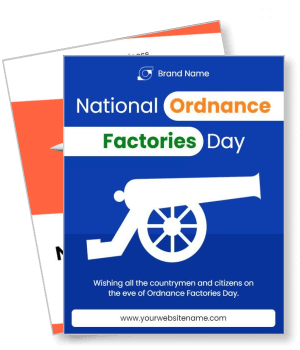 national ordnance factories day celebration banner with cannon illustration template