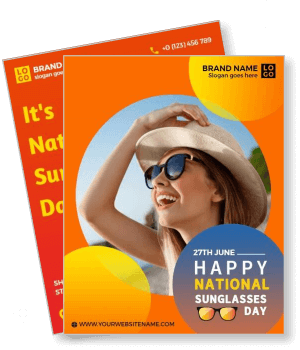 national sunglasses day design with woman wearing sunglasses hat smiling template