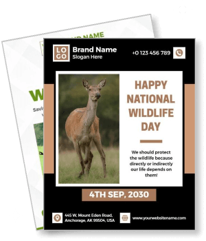 national wildlife day with deer image and event details template