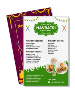 navratri special festival food menu with snacks and sweets list template